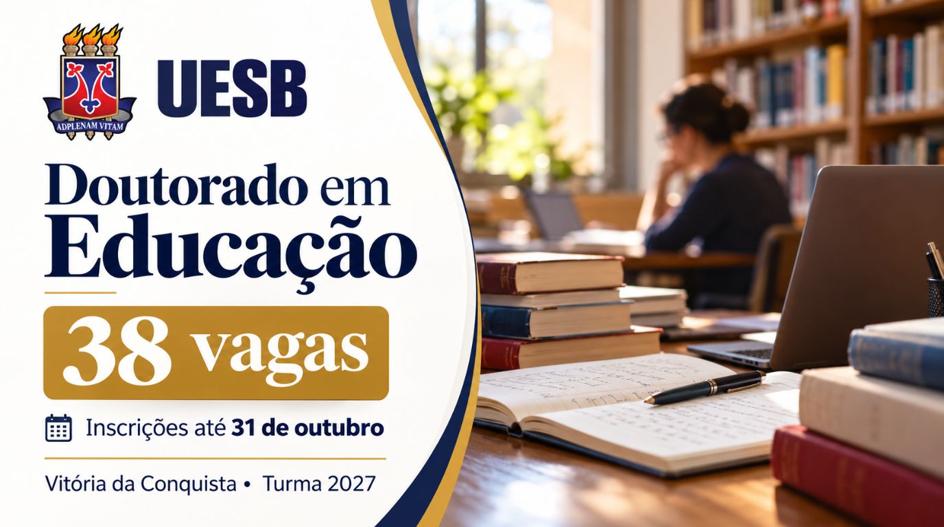 Banner divulgação do Doutorado em Educação na UESB, 2026.